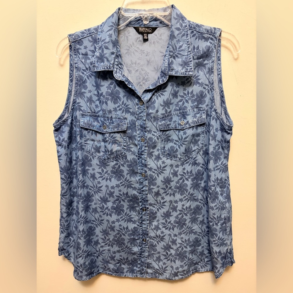BUFFALO David Bitton Blue Floral Lyocell Button Down Shirt